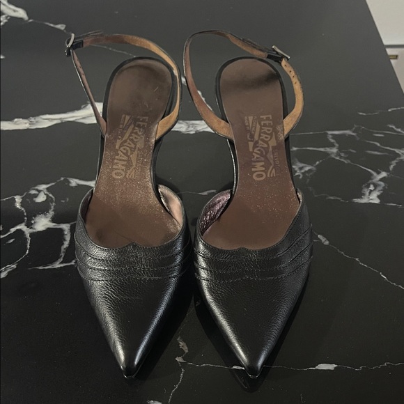 Salvatore Ferragamo Black Leather Heels